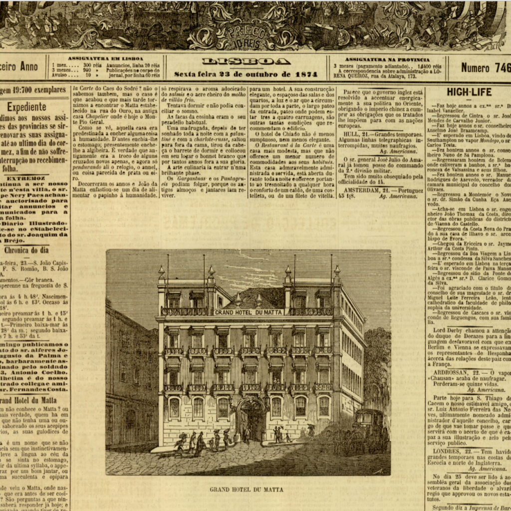 Gravura do Hotel duMatta, publicada no Diário Illustrado