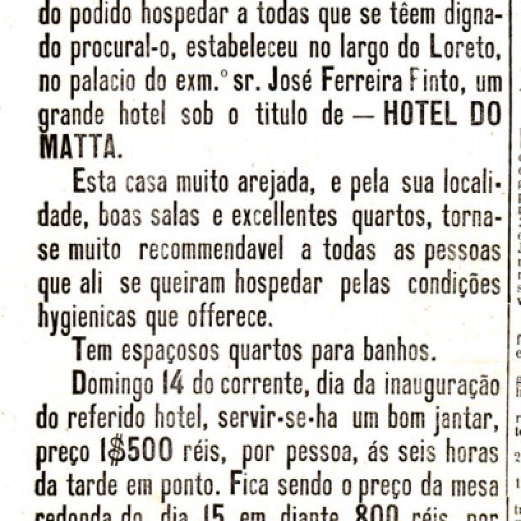 Anúncio da abertura do Hotel